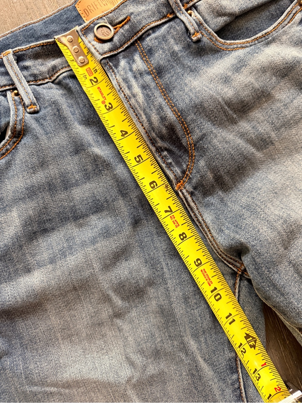 DRIFTWOOD Blue Denim Wide-Leg Jeans with Embroidered Hem and tassels - Picture 2 of 8